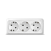 Розетка ОП UNIVersal Олимп 3-мест., c/з., 16А, 220В, белая (4шт.) (уп.80 шт)					