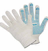 Перчатки вязаные ХБ, с ПВХ-точкой, 52 г, 10 класс, белые, без и/у