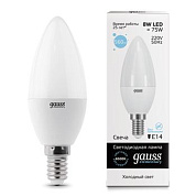Лампа Gauss LED Elementary Candle свеча  8W E14 6500K 1/10/100