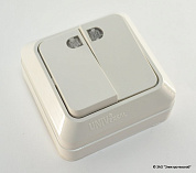 Выключатель ОП UNIVersal Олимп 2-кл., с индик., 10А, 220В, белый (10шт.)(уп.200 шт)