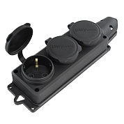 Розетка каучук 3-х мест. с/з 16А 250В IP44  с заглушками "UNIVersal" (30 шт.)(уп. 30 шт.)