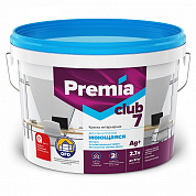 Покрытие PREMIA моющееся с антимикробным эффектом для стен и потолков белое база А CLUB7, ведро 2,7л