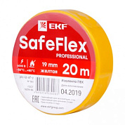 Изолента ПВХ, Желтая, 0,15х19мм, 20м SafeFlex EKF (10шт) ГОСТ 16214-86