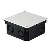 Коробка расп. для твердых стен КМТ-010-006 с крышкой 110х110х50, полипропилен, черная/белая, винты.