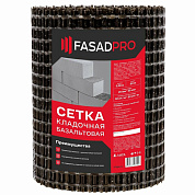 Сетка базальтовая кладочная 25х25 мм, 0,36х50 м, 50/50 кН/м, FasadPro