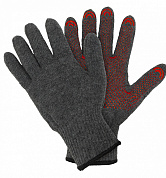 Перчатки вязаные шерстяные (70% шерсть+30% акрил, с начесом), с точкой, 10 класс, серые, в и/у, 9(L)