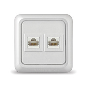Розетка ОП UNIVersal компьютерная Олимп 2-мест., 1А, RJ45, белая (10шт.)(уп.10 шт)								