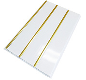 Панель ПВХ 250х3000х8 Белая трехсекционная золото (10 шт, 7,50 м2) ВЛГ