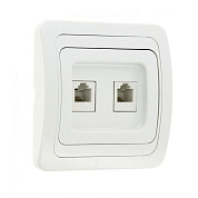 Розетка СП UNIVersal компьютерная+телефонная Валери, 1А, RJ45, RJ12, белая (10шт.)(уп.10 шт) 	