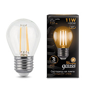 Лампа Gauss LED Filament Globe шар11W Е27 720lm 2700K 1/10/50