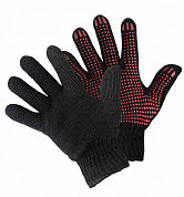 Перчатки вязаные двойные, с ПВХ-точкой, 95г, черные