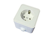 Розетка IP44 ОП UNIVersal Клио 1-мест., с/з, 16А, 220В, белая (уп.120 шт)						