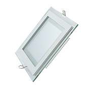 Светильник Gauss, квадратный с декоративным стеклом,200х200х30, Ø150х150, 18W 3000K, 1390лм 1/20