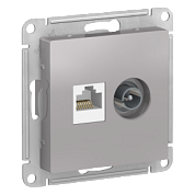 Механизм розетки 2-м ATLAS DESIGN комп. RJ45 кат.5E+TV алюм. SchE